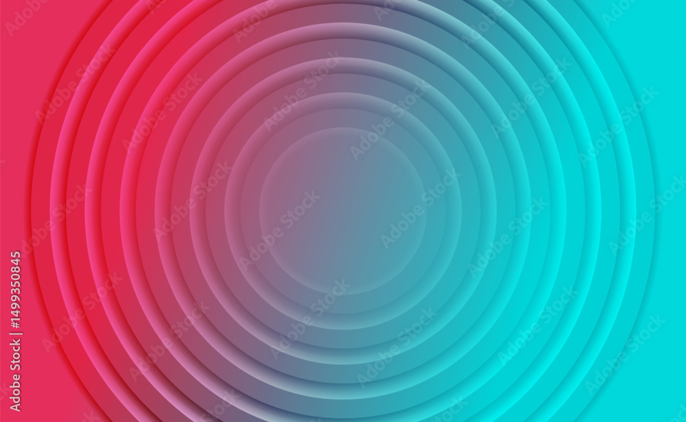 Poster Blue and red minimal circles abstract luminous tech background. Vector geometric design
