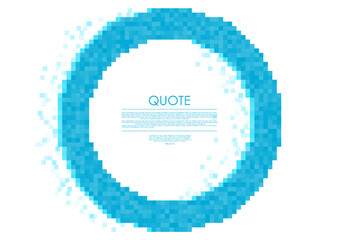 Blue pixelated circle minimal abstract geometric background. Pixel art vector design