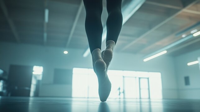 Ballerina's graceful pointe shoes