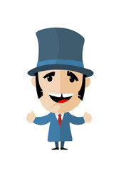 Cartoon Abraham Lincoln with Top Hat – Cute Flat Vector Character Illustration