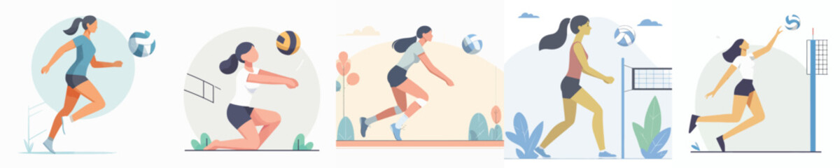 vector of a woman playing volleyball