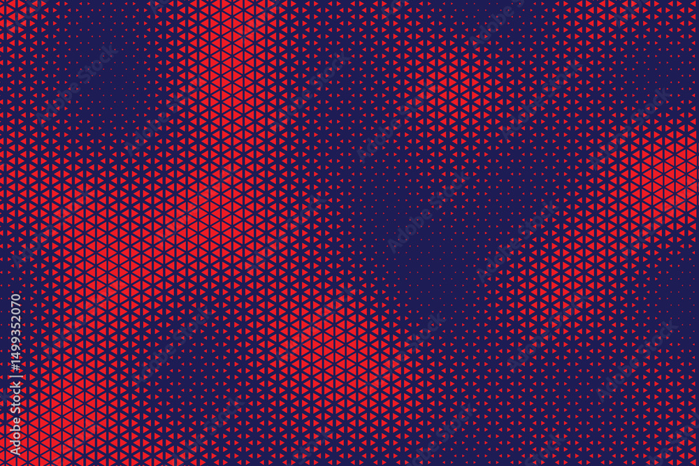 Leinwandbilder Abstract background with red triangle dots. Triangle halftone geometric background. Halftone triangular retro 80s pattern. Minimal style retro dynamic wallpaper.	