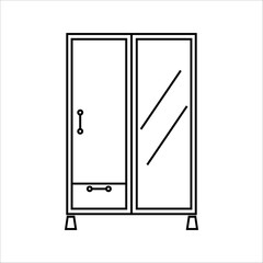 Wardrobe line icon, and glass. Outline vector sign, linear style pictogram isolated on white. Symbol, logo illustration. Editable stroke. Pixel perfect