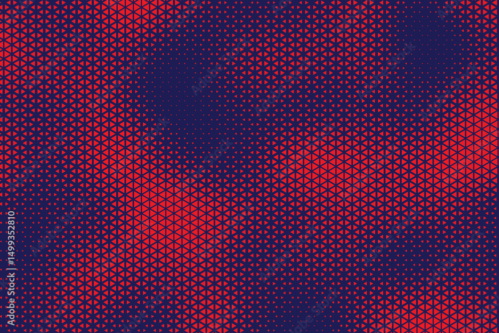Fototapete Abstract background with red triangle dots. Triangle halftone geometric background. Halftone triangular retro 80s pattern. Minimal style retro dynamic wallpaper.
