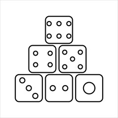 Rolling dice. White and black for gambling game, side view of dice in front of realistic vector objects of lucky dice, set of dice cubes for game of chance, luck illustration
