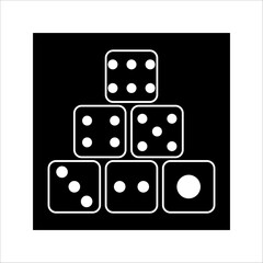 Rolling dice. White and black for gambling game, side view of dice in front of realistic vector objects of lucky dice, set of dice cubes for game of chance, luck illustration