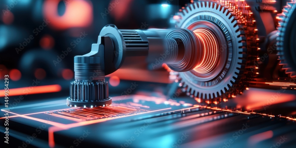 Poster a 3d render showcasing intricate gears and mechanical components, ideal as a website header or capti