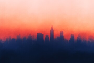 Fototapeta premium Urban silhouette at sunset in grunge style for creative design