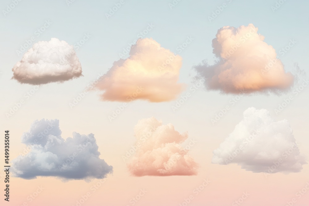 Poster abstract grunge cloud layers on pastel gradient background for creative design concepts