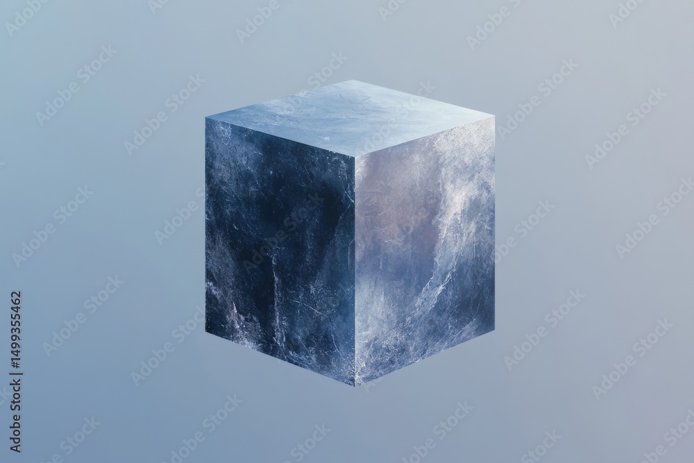 Poster minimalistic grunge gradient cube on neutral background for modern design