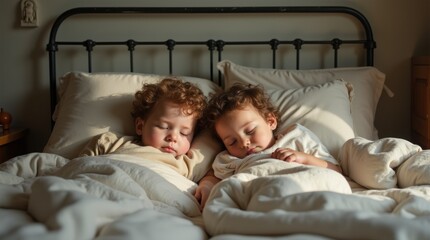 Sweet Siblings Sleeping Peacefully in Sunlight