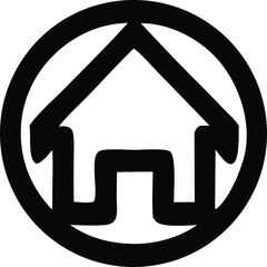 Simple Black House Icon in Circle for Website Design