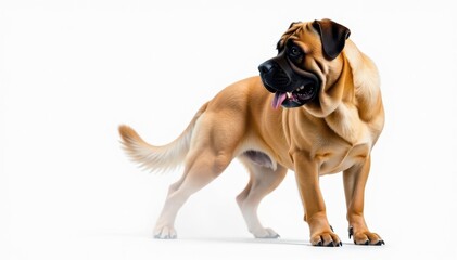 Obraz premium Majestic mastiff, powerful stance, white background, breed, muscular