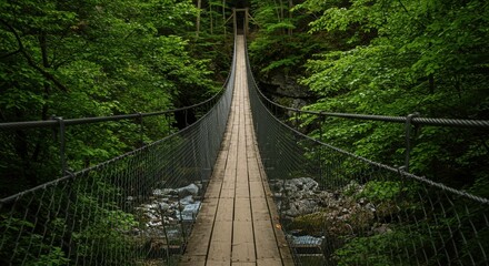 suspension bridge in the forest