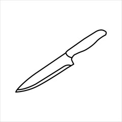 Kitchen knife vector illustration. Black knife silhouette. Isolated cutlery icon.