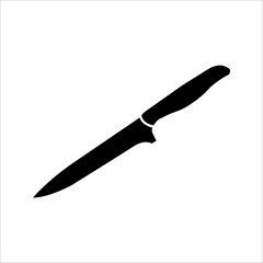 Kitchen knife vector illustration. Black knife silhouette. Isolated cutlery icon.