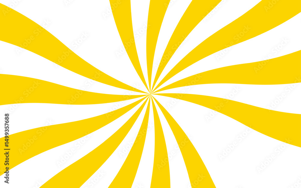 Aufkleber Abstract design with radial swirl pattern with alternating yellow and white curved rays and toward central vanishing point. Energy and centrifugal force, reminiscent of psychedelic or pop-art styles.
