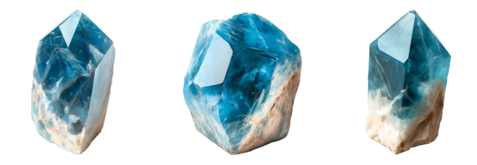 Collection of various Aquamarine stone isolated on transparent background
