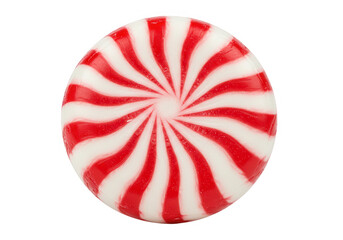 Red and white swirl hard candy isolated on transparent background