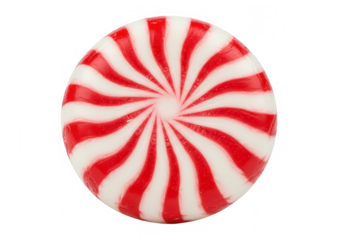 Red and white swirl hard candy isolated on transparent background