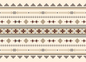 Ethnic tribal  beige stripe background. Seamless tribal pattern, folk embroidery, tradition geometric ornament. Traditional design for fabric, textile, print, rug, paper