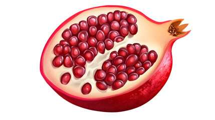 Pomegranate fruit half, graphic illustration