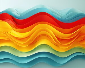Abstrakcyjne fale kolorowego papieru tworzą dynamiczną i radosną kompozycję wizualną.