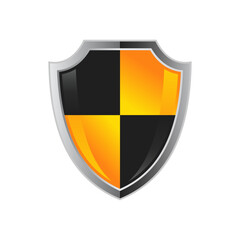 Fototapeta premium Security shield icon set with 3d looks, security shield logo with check mark and padlock. Security shield symbol. Vector illustration