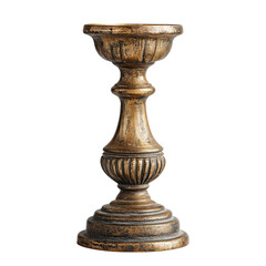 medieval antique bronze candlestick on isolated transparent background