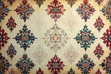 Intricate floral damask pattern on a faded background , intricate, ornate