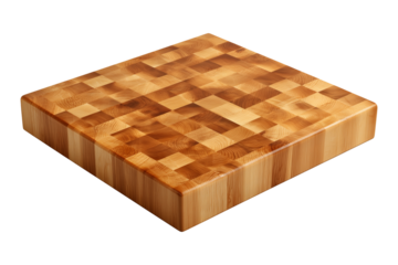 Maple end grain cutting board checkerboard pattern isolated white