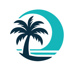 Palm tree graphic on white vector illustration