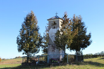 An old weathered chapel at poland, near sejny town.