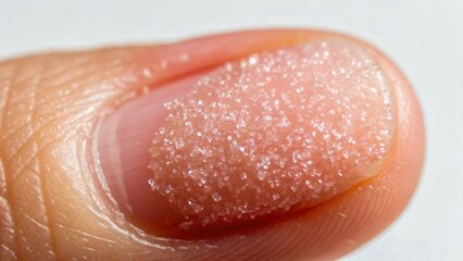 Fototapeta premium Ethical beauty products concept. Close-up of a fingertip with sparkling crystals on it.
