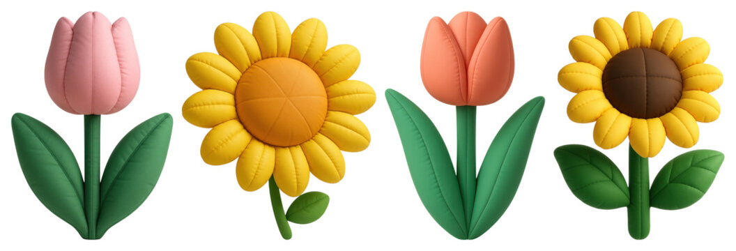 PNG Colorful floral spring illustration, element set on transparent background