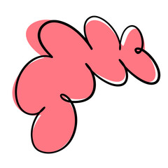 bright bold bubble squiggle shape abstract modern design asset salmon coral pink contrast outline black ink smooth