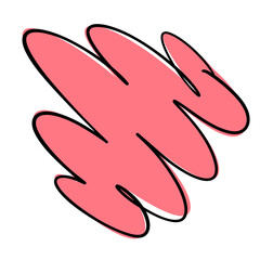bright bold bubble squiggle shape abstract modern design asset salmon coral pink contrast outline black ink smooth