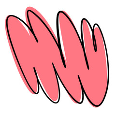 bright bold bubble squiggle shape abstract modern design asset salmon coral pink contrast outline black ink smooth