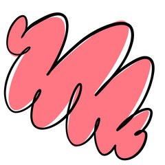 bright bold bubble squiggle shape abstract modern design asset salmon coral pink contrast outline black ink smooth