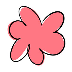bright bold bubble squiggle shape abstract modern design asset salmon coral pink contrast outline black ink smooth
