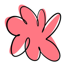 bright bold bubble squiggle shape abstract modern design asset salmon coral pink contrast outline black ink smooth