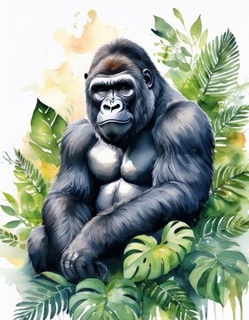 Nachdenklicher Gorilla im Regenwald