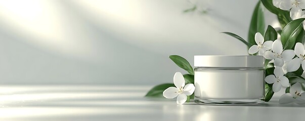 Skincare cream, floral, studio, light