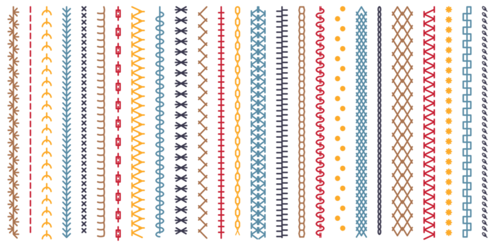 png stitch pattern sewing embroidery textile retro lace background edge fashion needle cross ornament material vector border endless fabric

