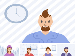 png remote office businessman woman online software workplace concept talking together friends meeting technology communication team isolation cyberspace

