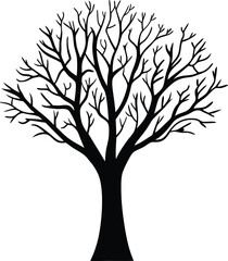 Obraz premium Bare Tree Silhouette Illustration Winter Nature Graphic