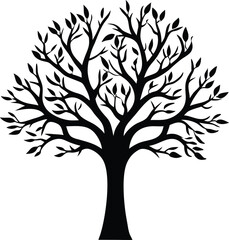 Obraz premium Black Silhouette of a Tree with Leaves