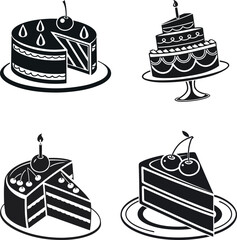set of cake icons design with white background 
