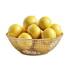 lemons in a basket isolated on transparent background