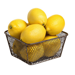 lemons in a basket isolated on transparent background